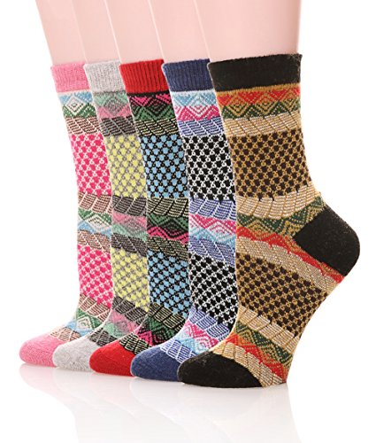 Color city womens 5 pairs colorful thick knitting cotto…