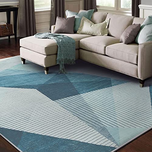 ASIinnsy Living Room Rugs Modern Abstract Rug Short Hair Large Soft Non-Slip Bedroom Rugs for Living Room Bedroom (Blue Grey, 160 x 200 cm)