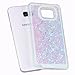 IKASEFU Cute Flowing Clear Liquid Floating Luxury Bling Glitter Sparkle Love Heart Hard Transparent Case Cover for Samsung Galaxy S6 Edge Plus(Heart,Blue)