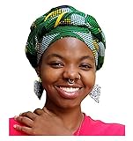 Green-Black African Print Ankara Modu Hat Pre-tied Head Wrap