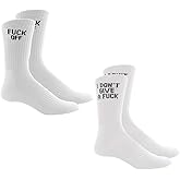 Comidox Fashion Men Women Casual Sport Socks With English Letters FUCK OFF&I DON'T GIVE A FUCK 2 Pairs