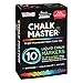 Chalkmaster Liquid Chalk Markers - Huge 10 Color Liquid Chalk Premium Artist Quality Marker Pen Set + 6 Free Additional 6 mm Reversible Chisel to Bullet Point Tips - 100% Satisfaction Guarantee