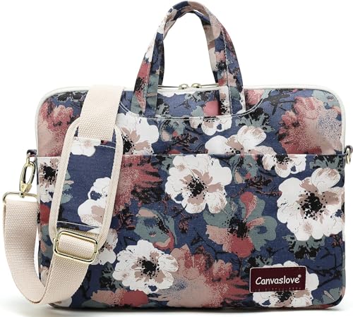 Canvaslove Camellia Pattern Laptop Shoulder Messenger