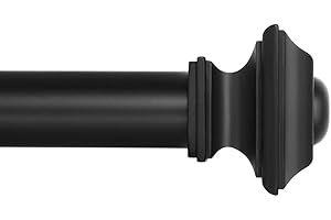 Ivilon Drapery Treatment Window Curtain Rod - Square Design 1 1/8 Rod. 48 to 86 Inch. Black