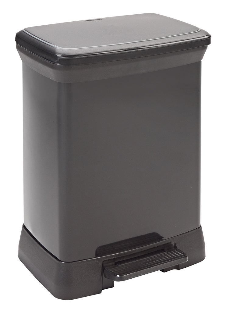 CURVER 203287 Pedal Bin Rectangular 30 L Polypropylene Metal Look Black
