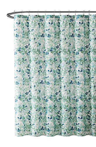 Nature Green Blue Teal White Leaf Pattern