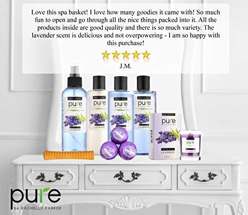 Valentines Day Gifts Lavender Essential Oil Spa Basket – Gardener Lavender Tin Gift Basket. Premium Bath Gift Basket for Birthday, Thank you, Anniversary Gift Best Holiday Spa Gift Set