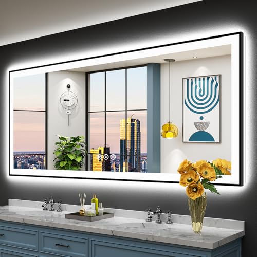 AWANDEE Black Framed LED Bathroom Mirror