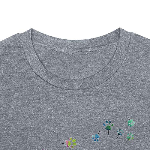Novelty-Dandelion-Tshirt-Women-Dog-Paws-Graphic-Tee-Causal-Short-Sleeve-Kindness-Tops