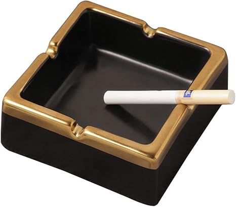 Amazon ヨーロピアンスタイルの灰皿ホームリビングルームトレンドクリエイティブ灰皿コーヒーテーブルオフィスシンプルな装飾装飾正方形のデスクトップ装飾装飾 Color Black Size 10 4cm 置物 オブジェ オンライン通販