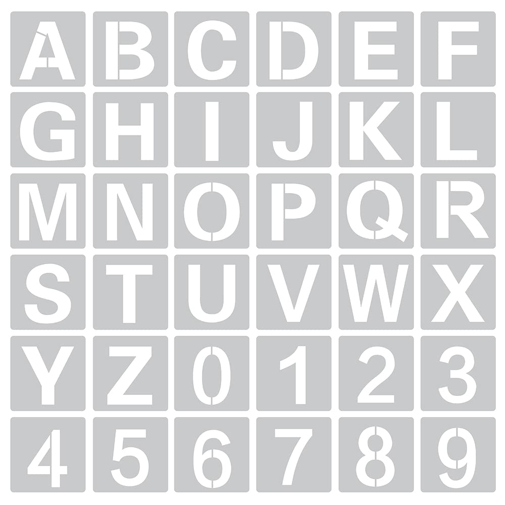 36 Pcs Reusable Letter Stencils - Alphanumeric Stencil Templates, Upper & Lower Letter Fonts, Alphabet & Number Stencils for DIY Scrapbooking, Wood Painting, Home Craft Decor (3Inch)