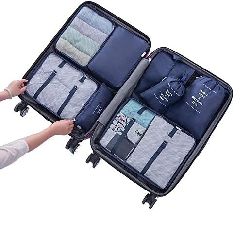 8 Set Travel Storage Bags Packing cubes Multi-functional Clothing Sorting Packages,Travel Packing Pouches,Luggage Organizer (8 set deep)