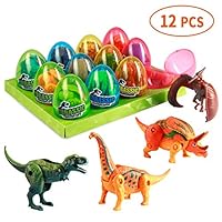 MONILON Dinosaur Toys, 12 Pcs Easter Eggs Basket Stuffers Deformable Dinosaur Desktop Decorations Eggs- Party Favors Kids Easter Gifts Toys for Kids Boys Girls Ages 3 4 5 6 7, 8 - 12 Years Old