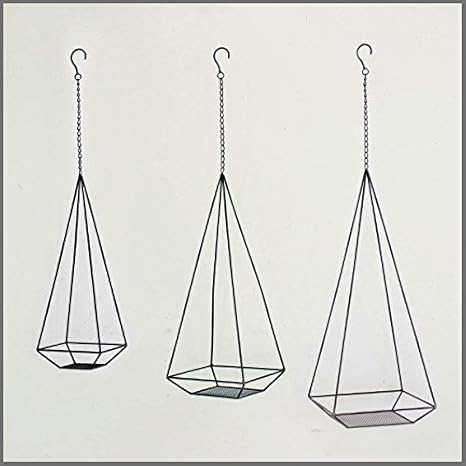 Amazon Co Jp ハンギング プランター ハンギングバスケット アイアン 壁掛け 鉢カバー Jardin Fer プリズム デコレーションセット C ホーム キッチン