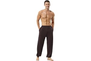 Hoerev Men's Super Soft Modal Yoga Pants Lightweight, Loose Fit with Pockets