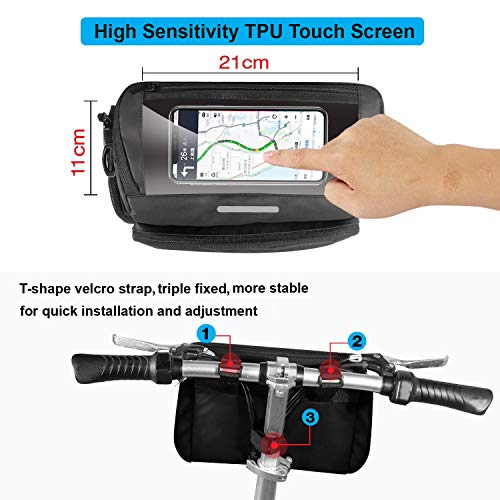 TEUEN Fahrrad Lenkertasche Wasserdicht Mountainbike Tasche Lenker Fahrradtasche mit Regenhülle, Gross Fahrrad… – Bild 5