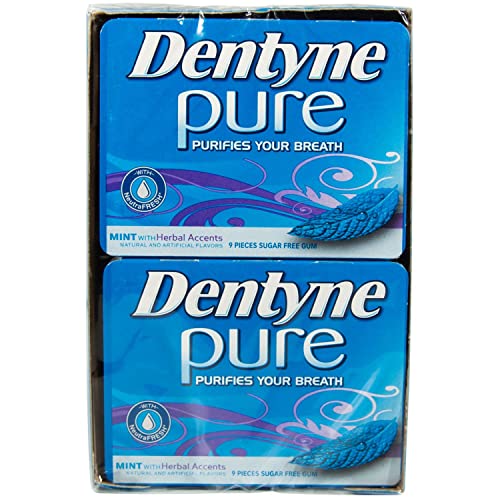 DENTYNE PURE MINT WITH HERBAL ACCENTS SUGAR FREE GUM, 10 PACKS OF 9 PIECES (90 TOTAL PIECES)