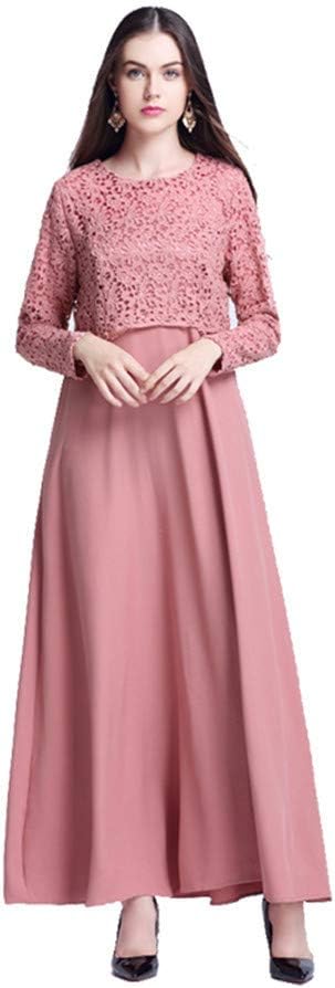 Womens Dress Long Women Muslim Elegant Lace Cocktail Long Sleeve Maxi