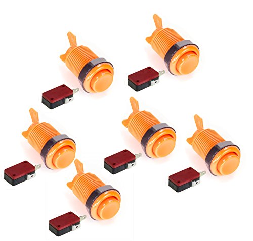 American Style 28mm Standard Arcade Push Button 6 Pack Orange With Microswitch by Atomic Market