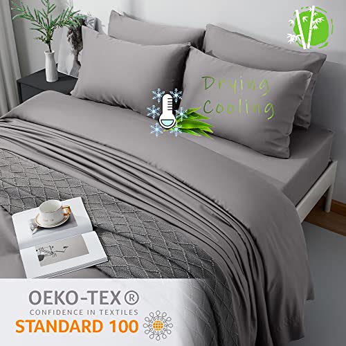 LBRO2M 100 Bamboo Bed Sheet,Cooling 1800 Thread Count Sheet,6 Piece