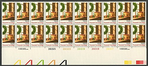 US 1980 Christmas Wreath Stamp Plate Block of 20 Stamps #1843