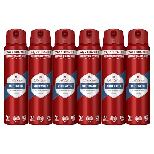 Whitewater Desodorante Corporal En Spray Para Hombres 150 ml x 6, Fresco 24 Horas, Todos Los Días Con Uso Diario, Perfume Duradero, Fragancia Excepcional, Protección Contra El Mal Olor