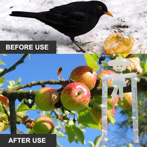 Reflective Scarecrow Keep Bird Away, Bird Scare Device, Hanging Reflector Board to Scare Pigeons Woodpecker Hawks Away, Outdoors Reflective Keep Birds Away from Patio, Windows, Balcony, Orchard, 2Pcs
