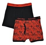 Calvin Klein Boys 2 Pack Black & Red Lined Boxer Briefs