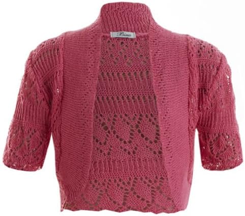 Girls Bolero Crochet Knitted Cardigan Kids Shrugs Top Age 2-13 Years