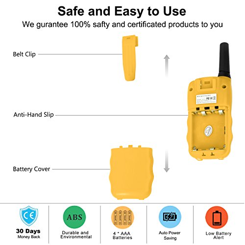 2 Way Radio Walkie Talkies, 22 Channel Long Range Uhf FRS Walky Talky for 3 4 5 6 7 8 9 10 11 Years Old Kids Handheld Toy for Outdoor Adventures Camping Hiking(VT-8 Yellow,2 Pack)