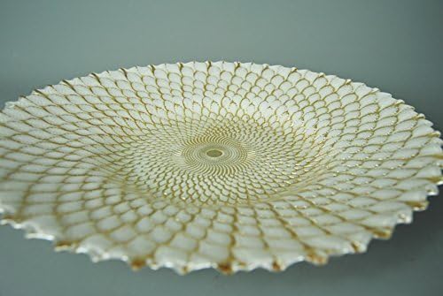 Four Seasons Liverpool Round Fruit Bowl Charger Plate Dish Ornate Gold and Pearl White Glazed Art Noveau
