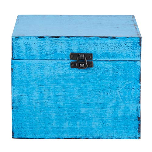Eximious India Wooden Recipe Card Box Family Recipe Organizer Storage Box Fits 4 x 6 inch Recipe Cards, Blue - Thumbnail 2