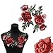 Red Rose Flowers Patch Embroidered Floral Applique Sew on Patches for Lace Fabric Clothes DIY Craft Supply (1 Pair) by Jiaufmi