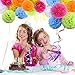 Livder Paper Flowers Bright Colorful Tissue Paper Pom Poms for Party Birthday Wedding Christmas Festive Decorations, 15 Pieces of 10, 12, 14 Inch