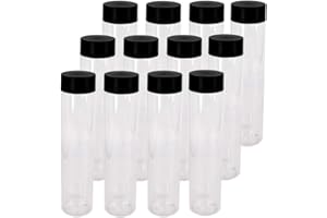 zmybcpack 12 Pack 16 OZ (500 ml) Clear PET Plastic Juice Bottles with Black Lids - Plastic Smoothie Bottles for Juice, Milk, Homemade Beverages