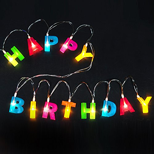 BRIGHT ZEAL Multicolor Letter "HAPPY BIRTHDAY" LED String Lights (1.2" Letter Size, 5.5  Long, Battery Included) - LED Letters Lights for Birthday Decorations - Home Decor Birthday Party Supplies