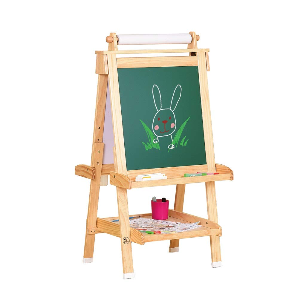 Bxhb Wooden Art Easel for Kids, Double-Sided Magnetic Blackboard Height Adjustable - Extra Accessory