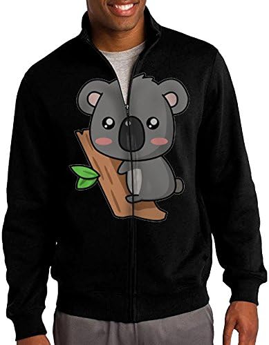 Anzhuzhen Cute Koala Men's Solid Stand Collar Zipper Jacket Size XXL