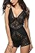 Avidlove Women Lingeries Strap Babydoll Lace Outfits Patchwork Sleepwear Jumpsuit Black XXL