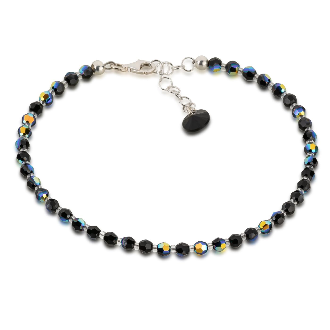 Schöner-SD Anklet made of sparkling crystal beads in in Jet AB black