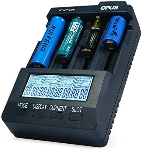 UnicornZ 4 LCD Battery Charger with Lithium Ion Batteries Nickel Cadmium Nickel Hydrogen Battery Compatible[Black,Opus BT - C3100]