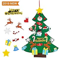 DaBao DIY Felt Christmas Tree with 26Pcs Xmas Pastable Ornaments 3.2ft DIY Christmas Tree Wall Hanging Xmas Gifts Christmas Home Decorations (Merry Christmas)