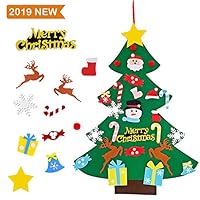 DaBao DIY Felt Christmas Tree with 26Pcs Xmas Pastable Ornaments 3.2ft DIY Christmas Tree Wall Hanging Xmas Gifts Christmas Home Decorations (Merry Christmas)