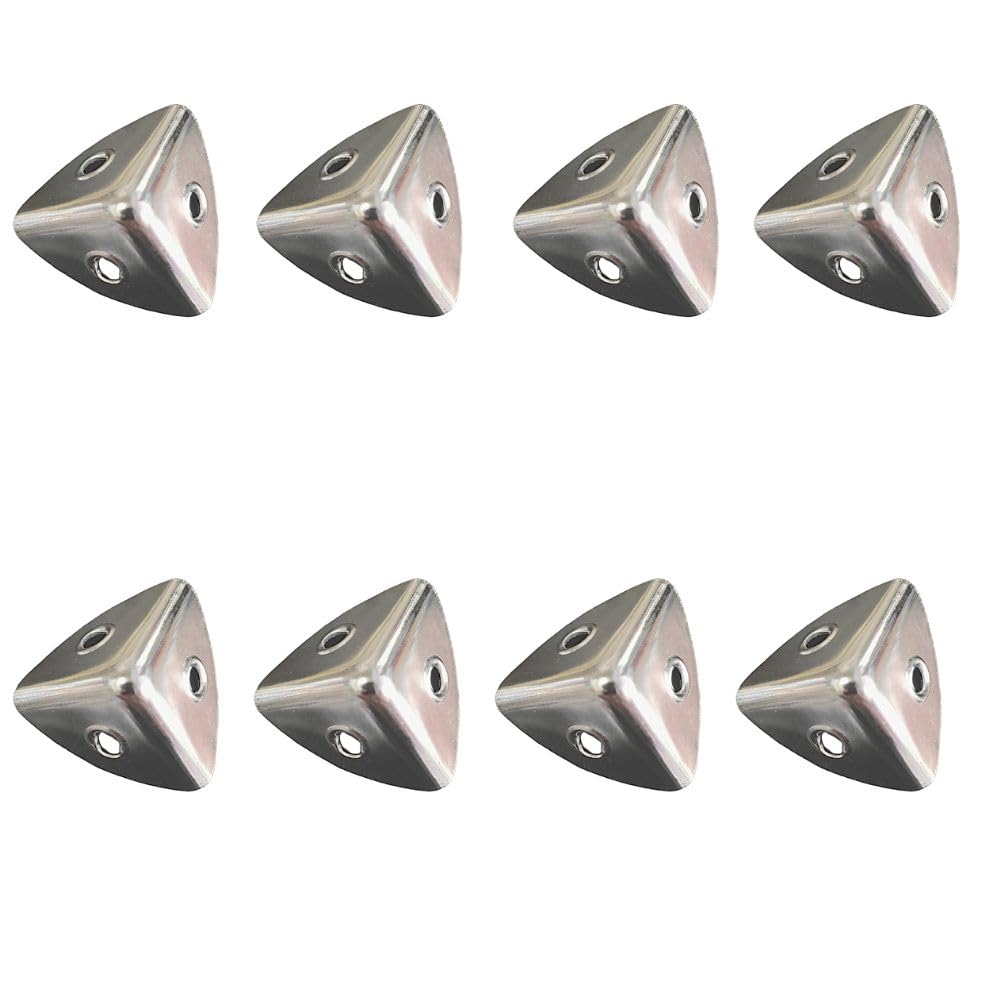 22mm Furniture Box Corner Protectors Polished Chrome Case Corner Edge Guard Cover Clamp Woodwork Protector Accessories for Jewellery Wooden Box Desks Tables 8 Pack.