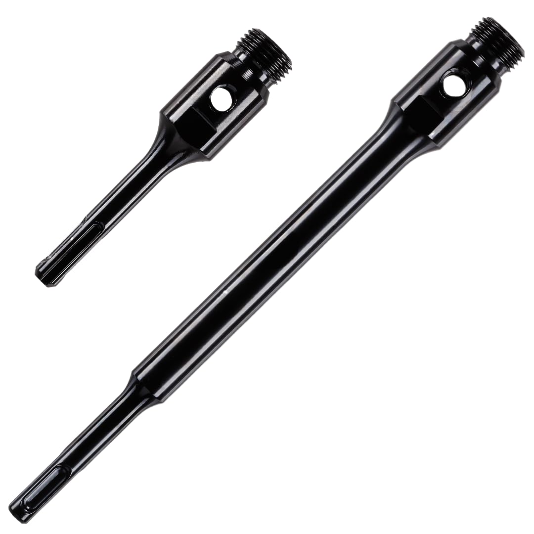 Pack Of 2 x SDS Drill Bit Adapters/Arbors For Use With Diamond Core Drill Bits. K Taper Shank System. 1/2" BSP Thread. 1 x 115mm Long SDS Adapter & 1 x 240mm Extra Long SDS Adapter