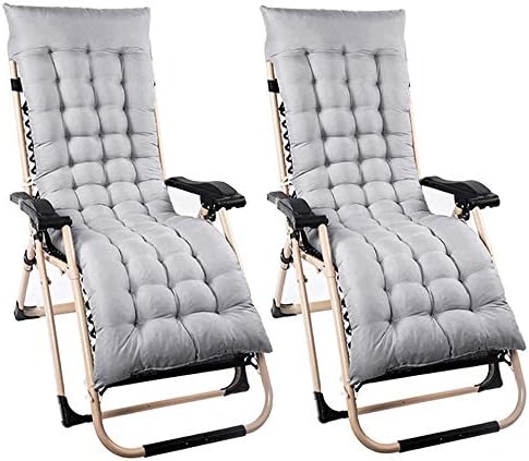 ZhongYeYuanDianZiKeJi 2Pcs Sun Lounger Cushion Replacement Garden Patio Thick Chair Recliner Relaxer Pad (Gray)