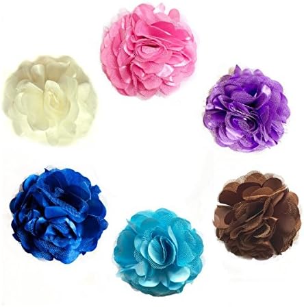 6-piece 3" Baby Girls Woman Fabric Rose Flower Hair Clips Hair Bows Pack Of 6