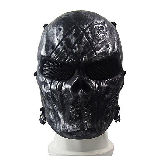 Airsoft Mask Full Face Masks Skull Skeleton with Metal Mesh Eye Protection Army Tactical Mask for Ha - //coolthings.us