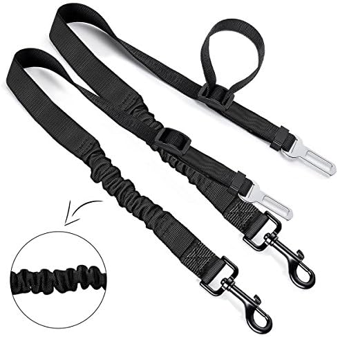 lanktoo Dog Seat Belt, Adjustable Pet Dog Car Seat Belt with Elastic Nylon Bungee Buffer, Dog Safety Seatbelt Harness Fit Cars Vehicle, 2 Pack