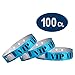 100 WristCo Holographic Blue VIP Plastic Wristbands - Wristbands for Events